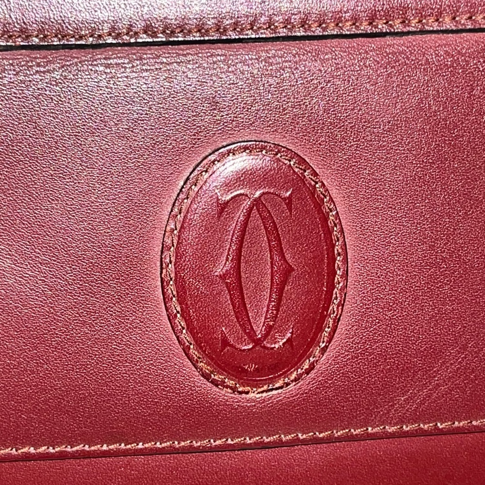 Vintage Cartier Leather Bordeaux Burgundy Clutch Wristlet - Picture 5 of 14